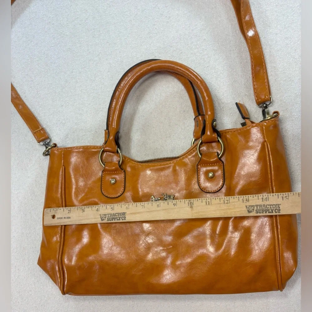 Coach Ashley Cognac Leather Satchel Crossbody Shoulder Bag Horse Carriage - Picture 11 of 15